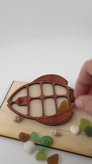 Etsy video 4536295060-1 | Ocean Treasure FishT - Interactive Sea Glass Curio Display - Genuine Caribbean Sea Glass - Coastal Decor Gift
