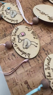 Etsy video 1771468284-1 | Sea Glass Baby Ornament, Wooden Welcome to the World Gift, Baby's Shower Keepsake, Baby's first Christmas