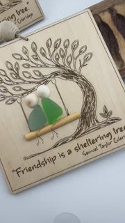 Etsy video 4394248207-2 | Friendship Sea Glass Ornament, Engraved Wood Sheltering Tree, Personalized BFF Gift