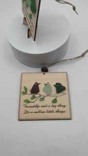 Etsy video 1782930708-2 | Sea Glass Bird (Christmas) Ornament - Handmade Friendship Gift, Laser Cut Wood, Personalized