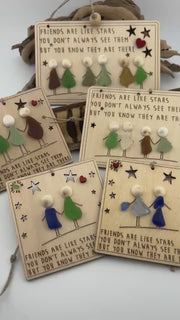 Sea Glass Friendship Ornament, Friends are like Stars, Personalized BFF Group Gift, Handmade Wooden Art