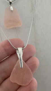Pretty in Pink – Rare Blush Pink Authentic Caribbean Sea Glass Necklaces, Ocean Jewelry