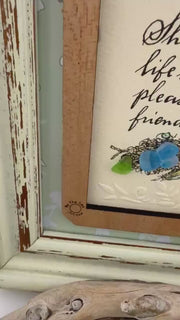 Etsy video 4343409615-2 | Framed Sea Glass Bird Art: Vintage Friendship Gift with Feather